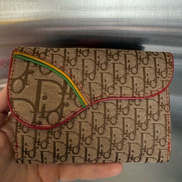 Dior Brown Monogram Wallet with Red and Green Accents - Picture 1 of 8